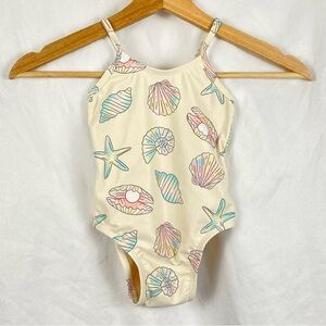 Old Navy Baby Girl Seashell Starfish Print One Piece Swimsuit Size 18-24 Months